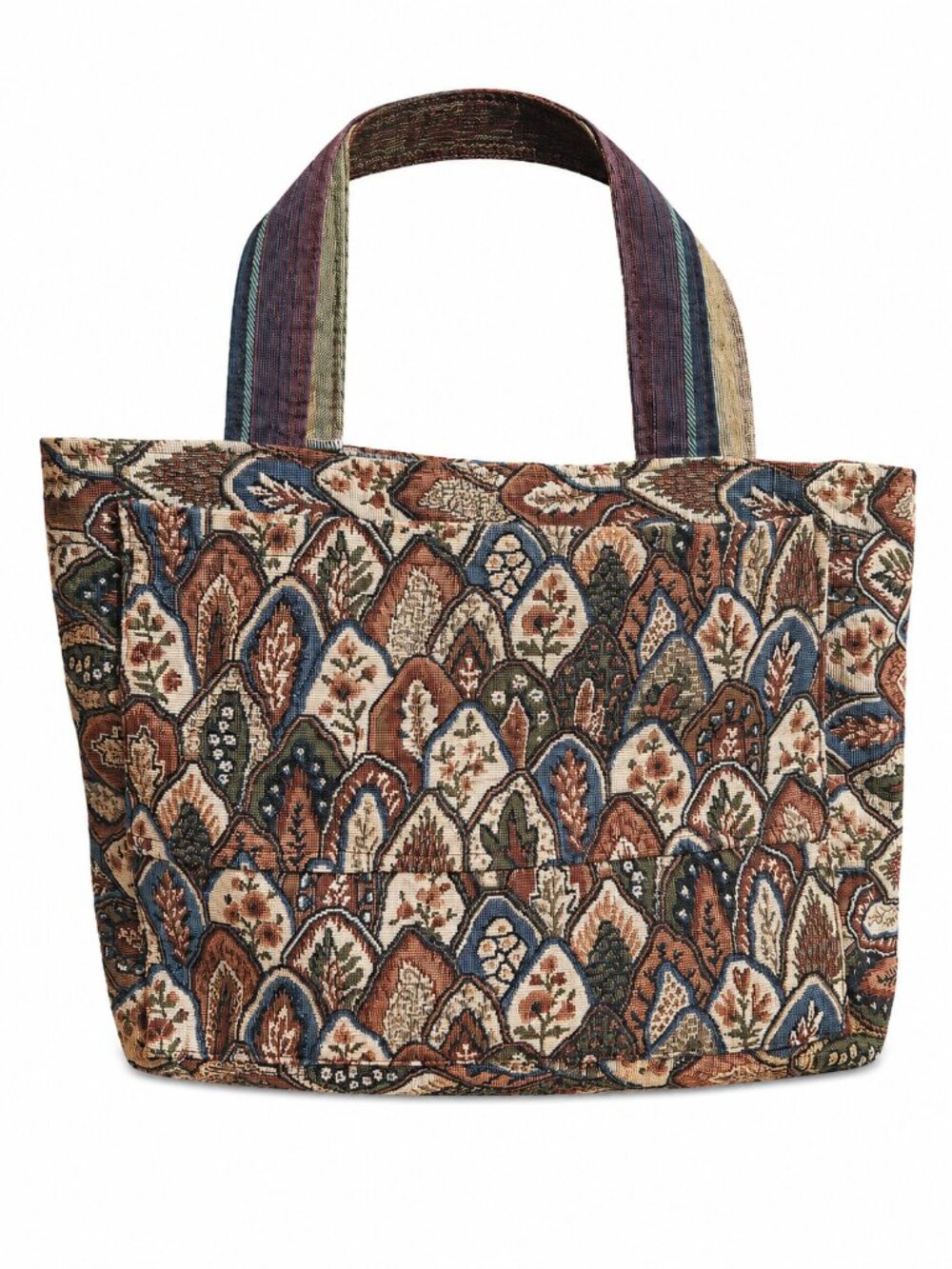 Vintage Tapestry Knitting Tote Bag Granny Chic Cottagecore Craft Purse